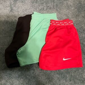 3 SHORTS Nike and Athletic Works Kids' Red, Green, and Black Shorts Set